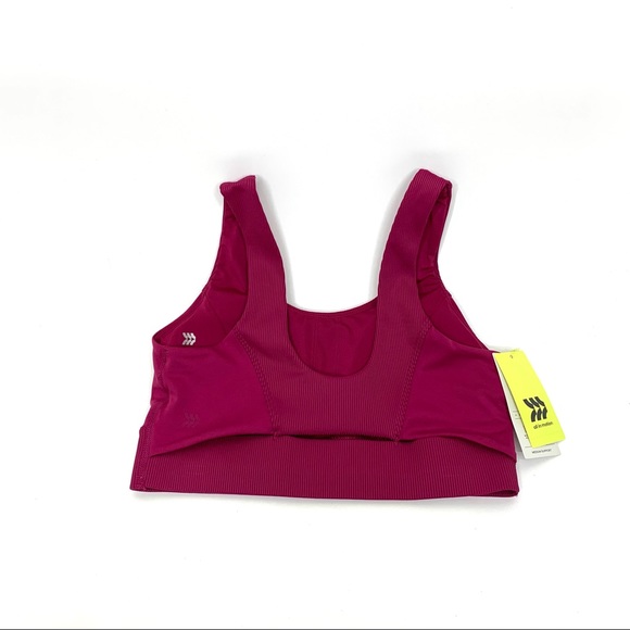 All In Motion Cranberry Sports Bra Medium Support Ribbed Moisture Wicking Nwt - Picture 2 of 13